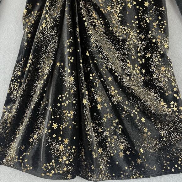 All Saints Jemima Star Dress Black Velvet Metallic Gold Printed Faux Wrap Size 4 - Picture 6 of 16
